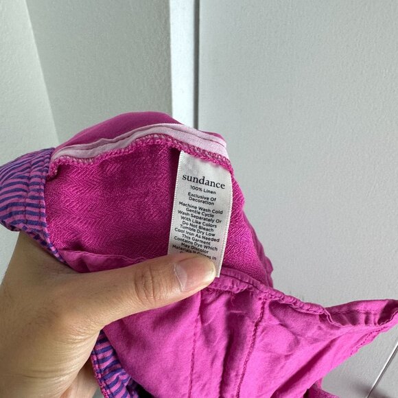 Sundance Oaklee Easy Linen Pants 6 Fuchsia Pink High Rise Straight Leg - Picture 10 of 10